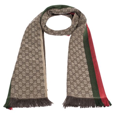 brown gucci scarf green and red stripe|gucci jacquard wool scarf v.